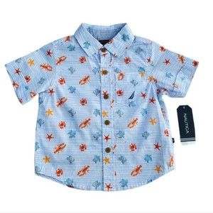 NWT Nautica Striped Ocean Button-up Top